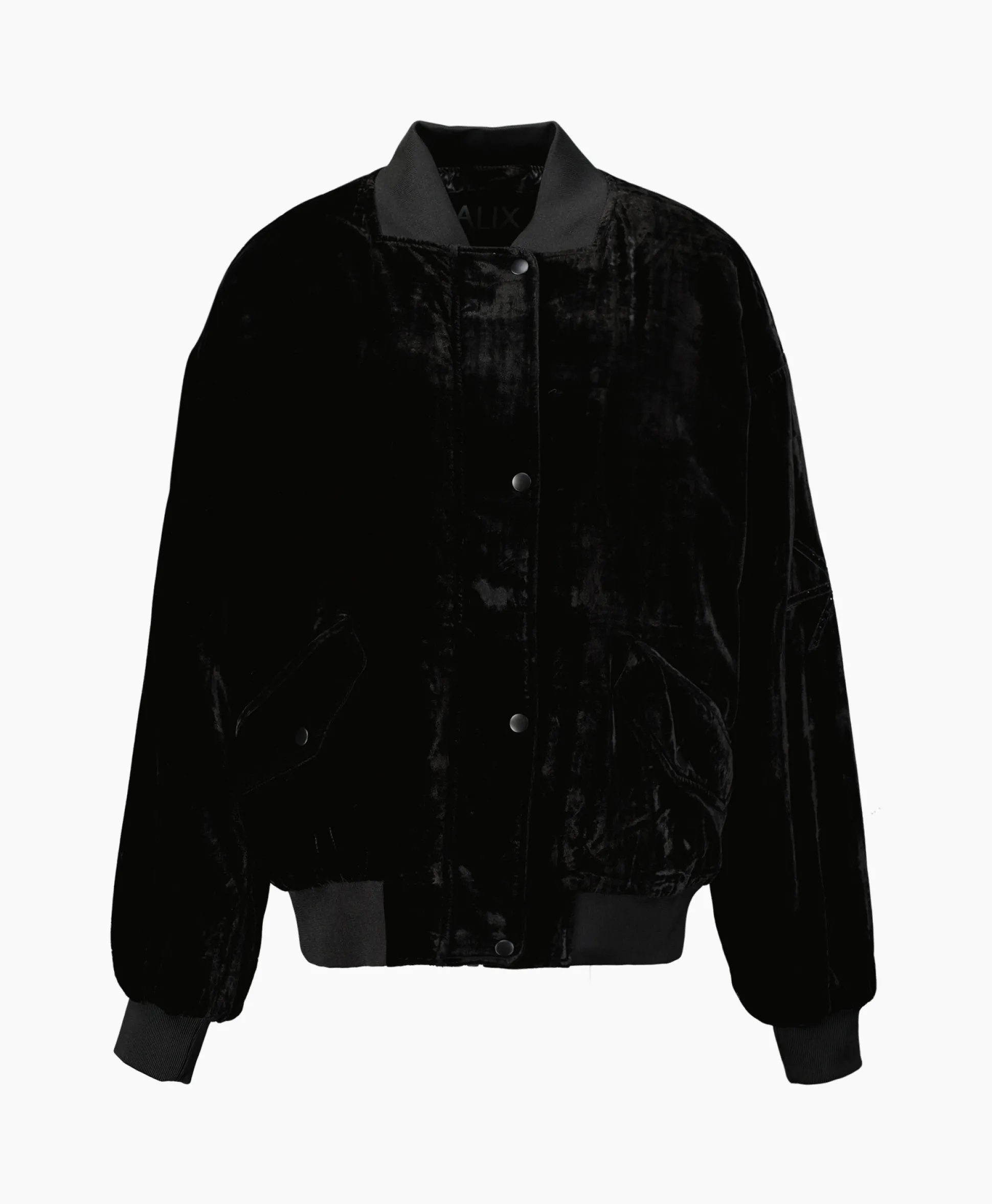 Alix The Label Bomberjack Ladies Woven Oversized Velvet Zwart