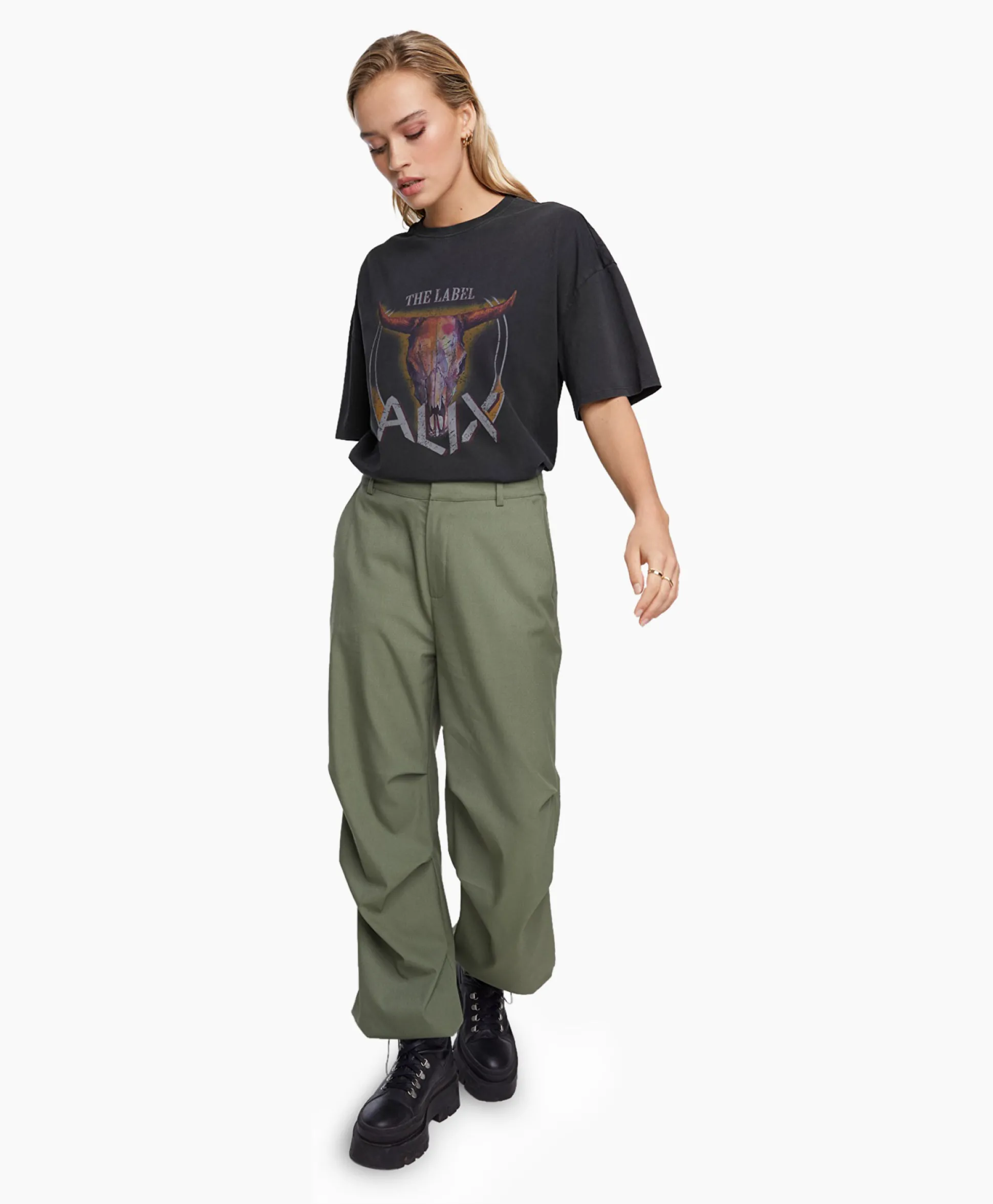 Alix The Label Cargobroek Woven Baggy Pants Groen