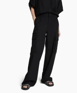 Alix The Label Cargobroek Woven Linen Cargo Zwart