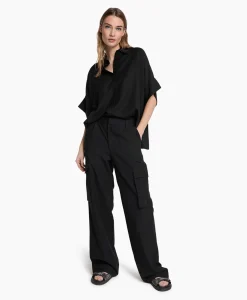 Alix The Label Cargobroek Woven Linen Cargo Zwart