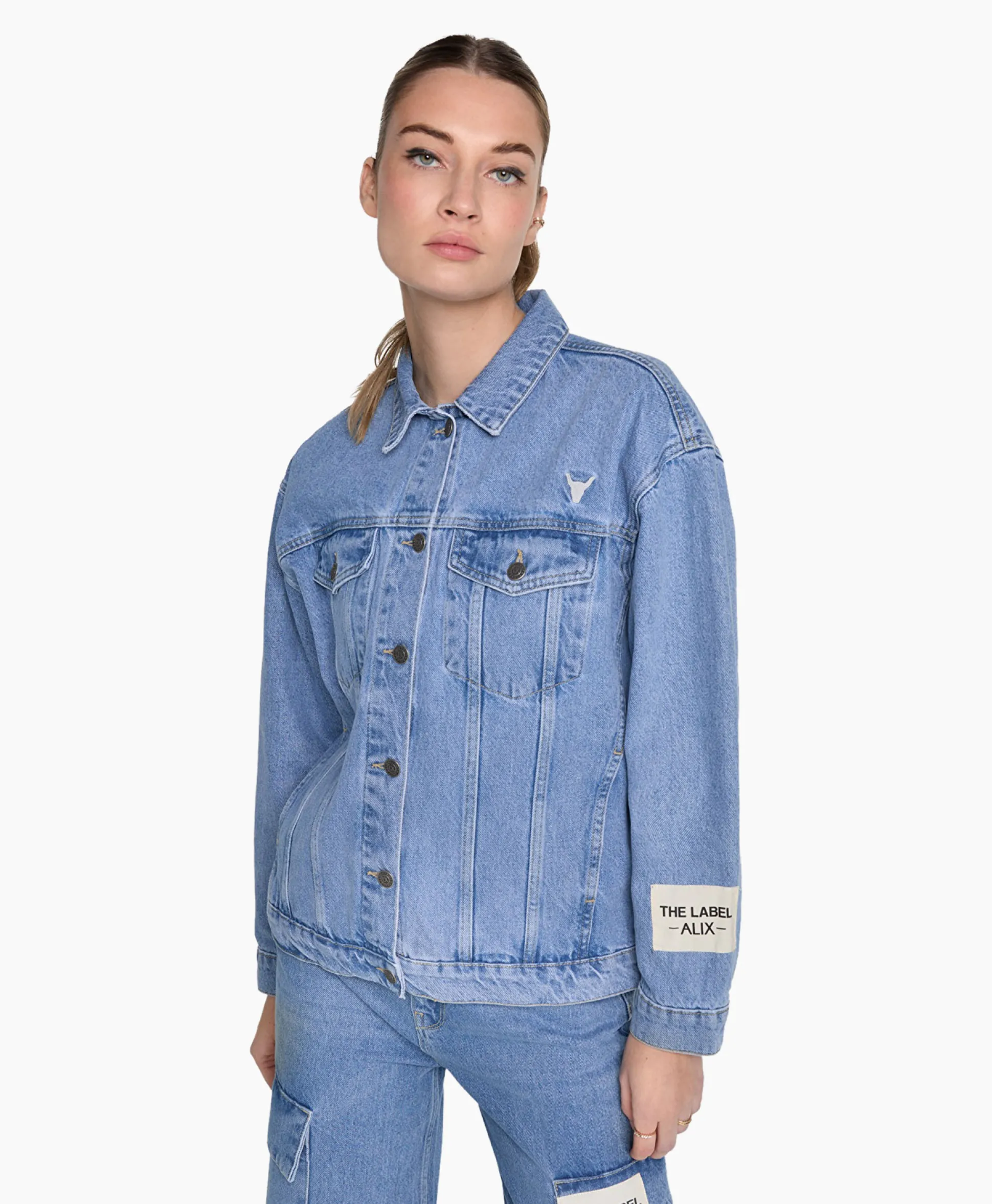 Alix The Label Jack Woven Denim Blauw