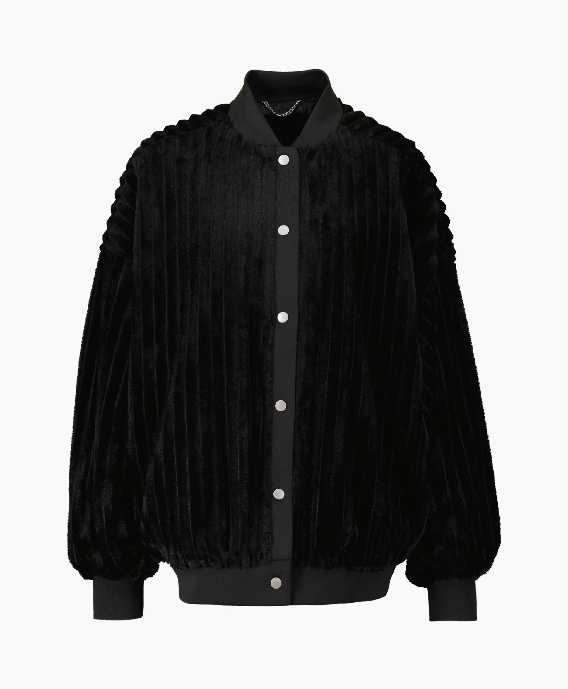 Alix The Label Jack Woven Rib Fur Bomber Zwart