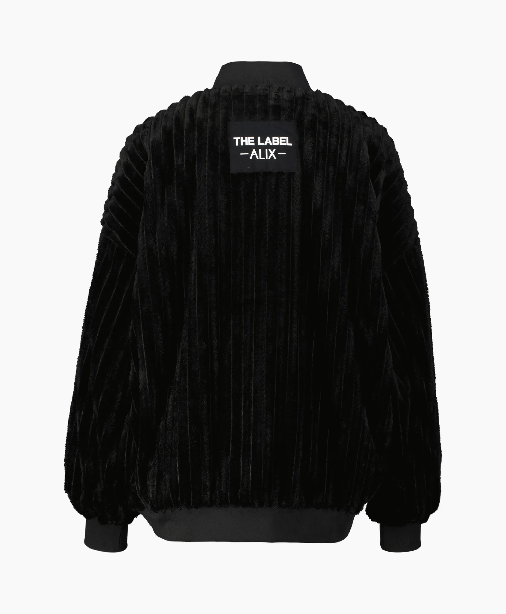 Alix The Label Jack Woven Rib Fur Bomber Zwart