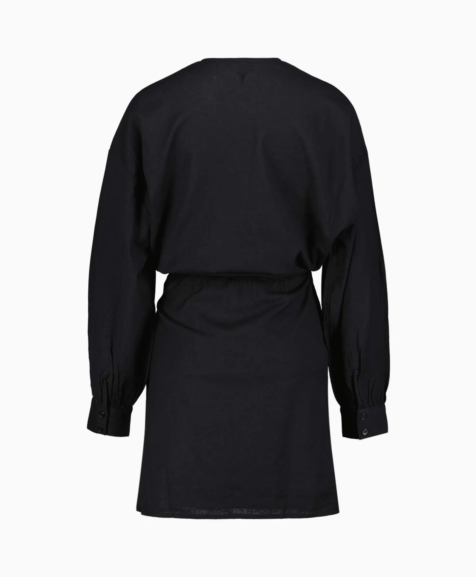 Alix The Label Jurk Ladies Woven Linen Look Wrap Dress Zwart
