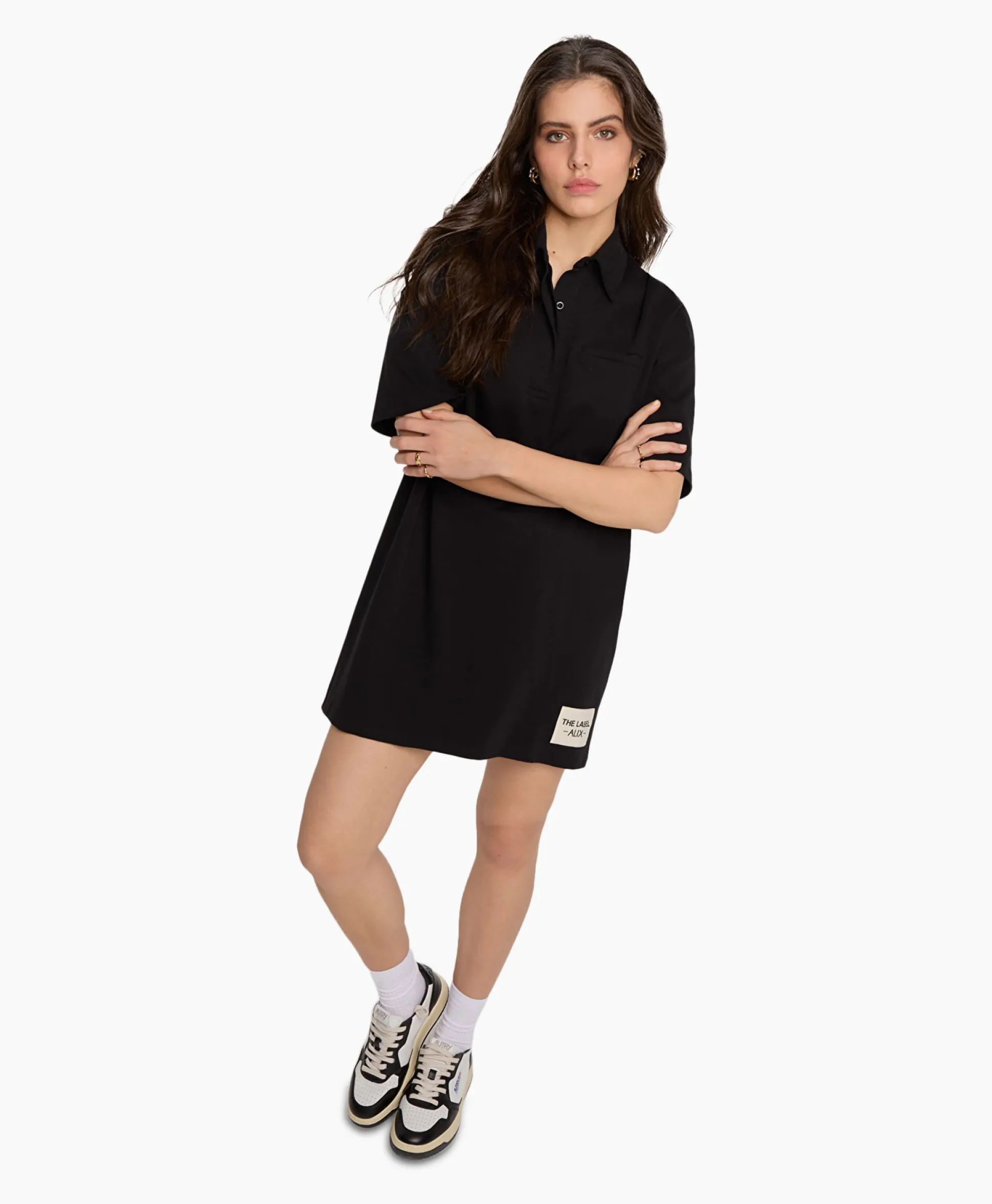 Alix The Label Mini Jurk Knitted Polo Zwart