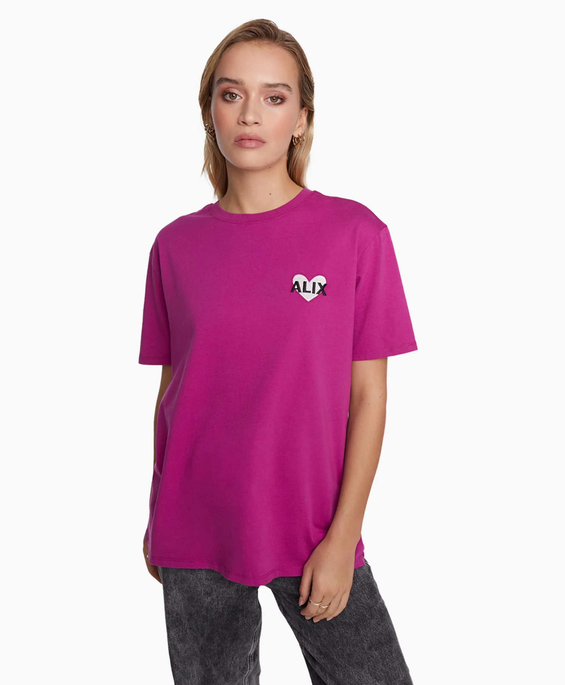 Alix The Label T-Shirt Korte Mouw Knitted Alix Heart Bordeaux
