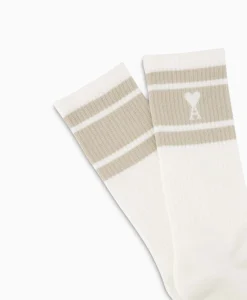 Ami Paris Sokken Adc Striped Beige