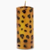 Anna+Nina Kaars Large Leopard Print Pillar Candle Bruin