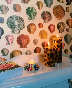 Anna+Nina Kaars Large Leopard Print Pillar Candle Bruin