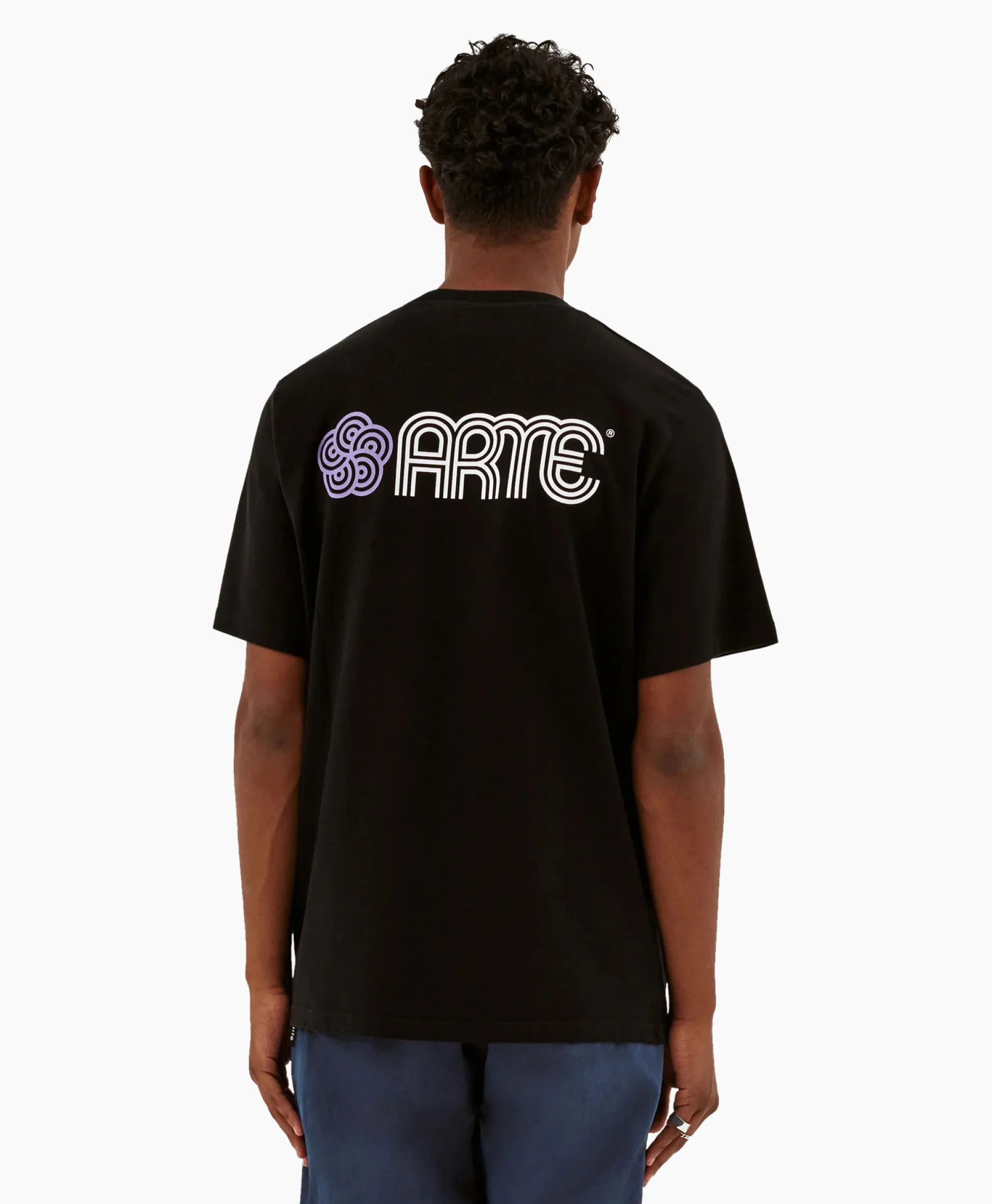 Arte Antwerp T-Shirt Korte Mouw Circle Flower Back Front Print Zwart