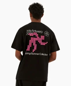 Arte Antwerp T-Shirt Korte Mouw Circle Runner Back Print Zwart