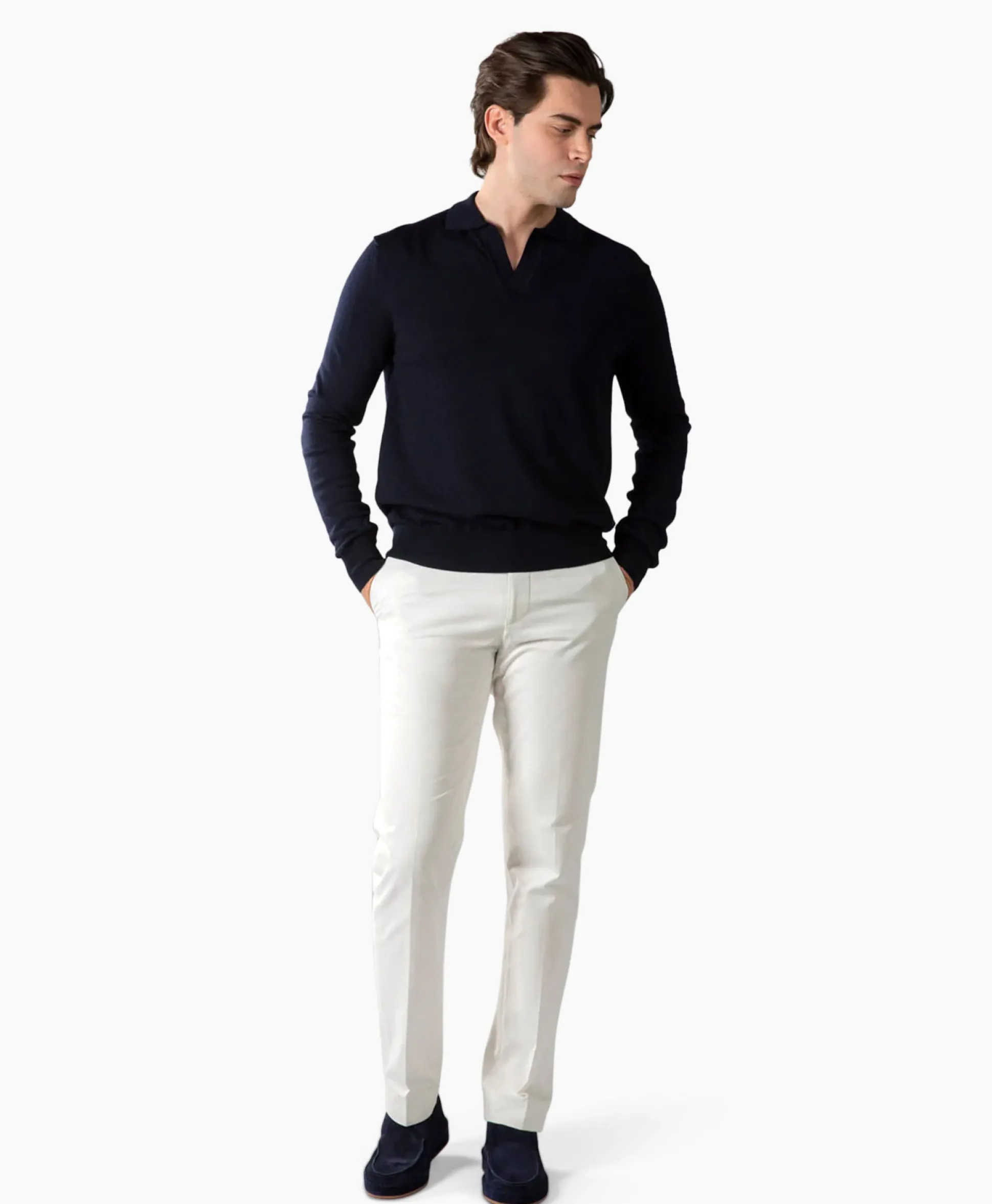 Aurelien Aurelien Pullover Buttonless Polo L Donker Blauw