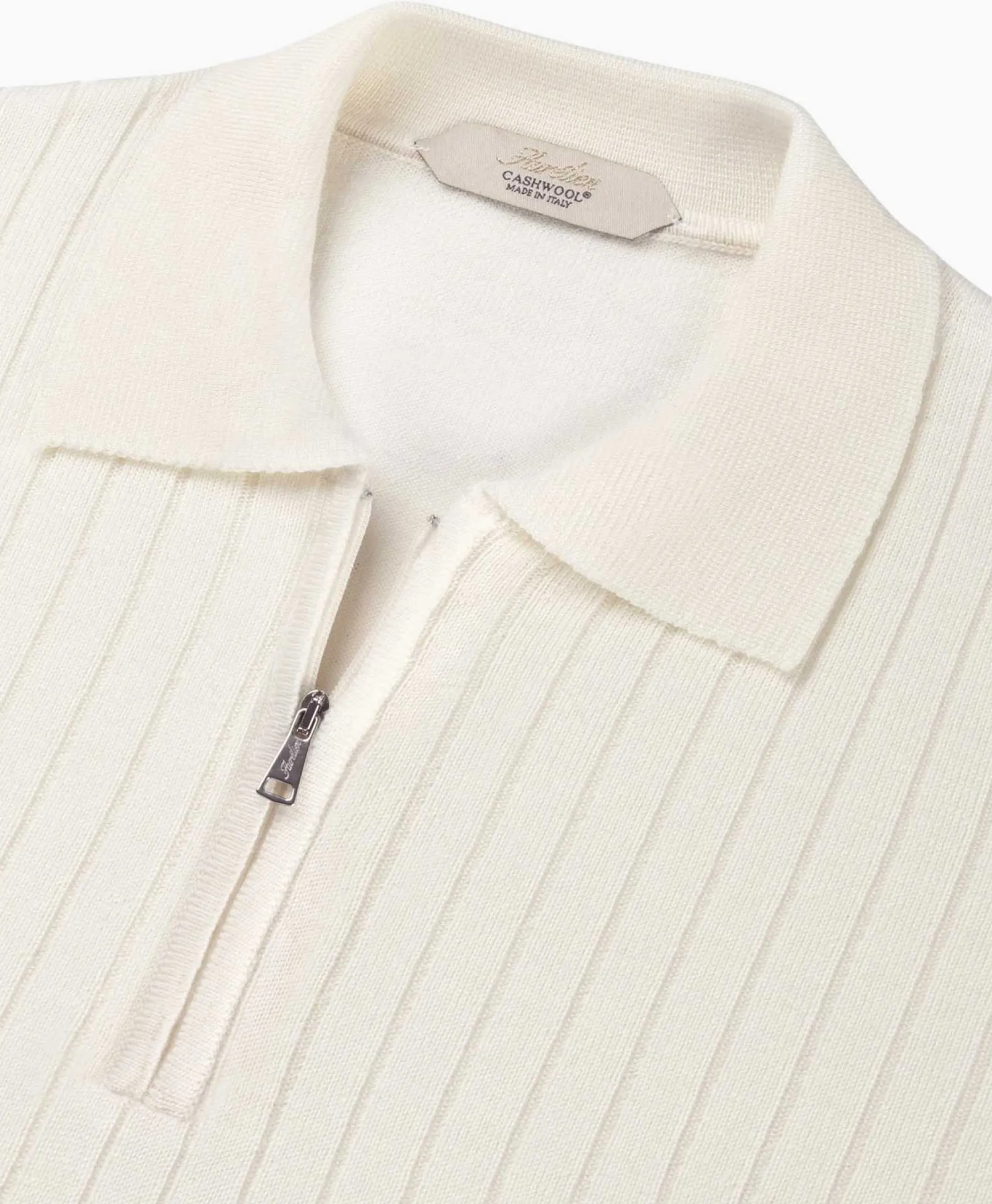 Aurelien Aurelien Pullover Rib Zip Polos Ls Ivoor / Naturel