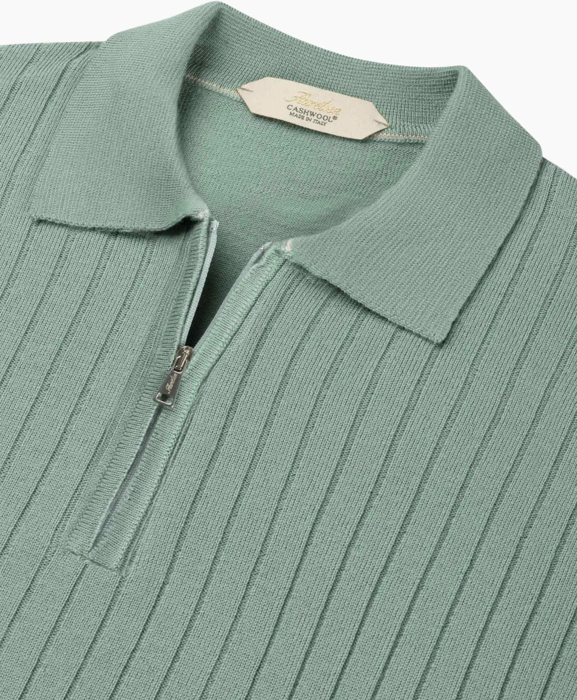 Aurelien Aurelien Pullover Rib Zip Polos Ls Licht Groen