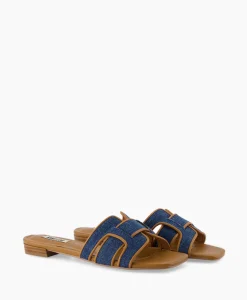 Bibi Lou Sandaal Zonder Hak Leather + Linnen Bruin