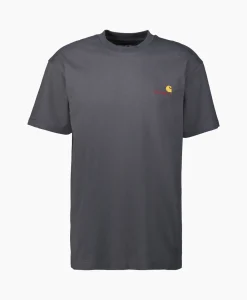 Carhartt Wip T-Shirt S/S American Script Organic Cotton Donker Blauw