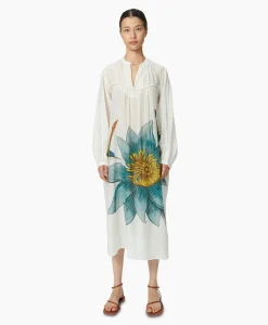 Chufy Maxi Jurk Daisy Embroidered Blauw