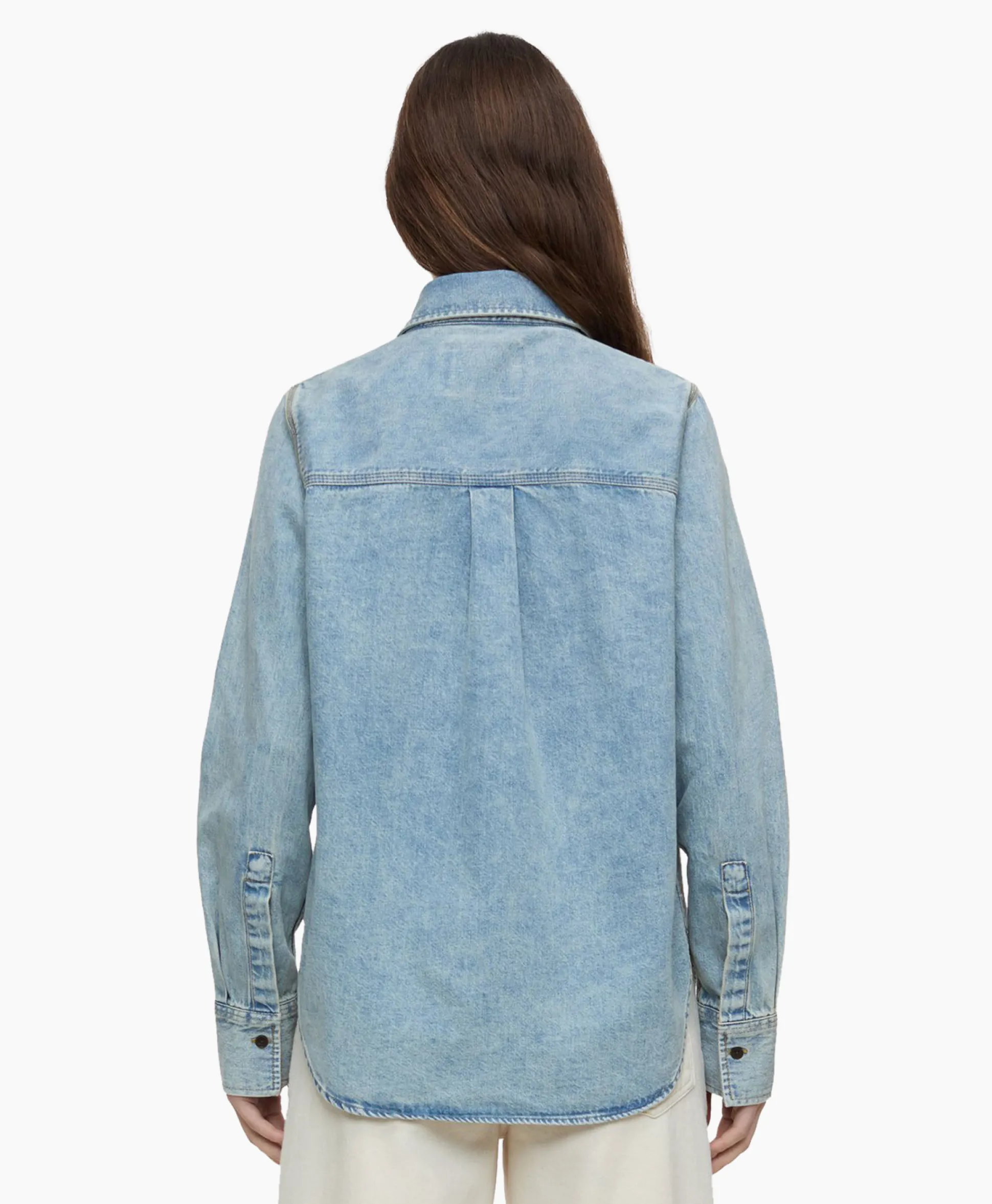 Closed Blouse Fitted Midden Blauw