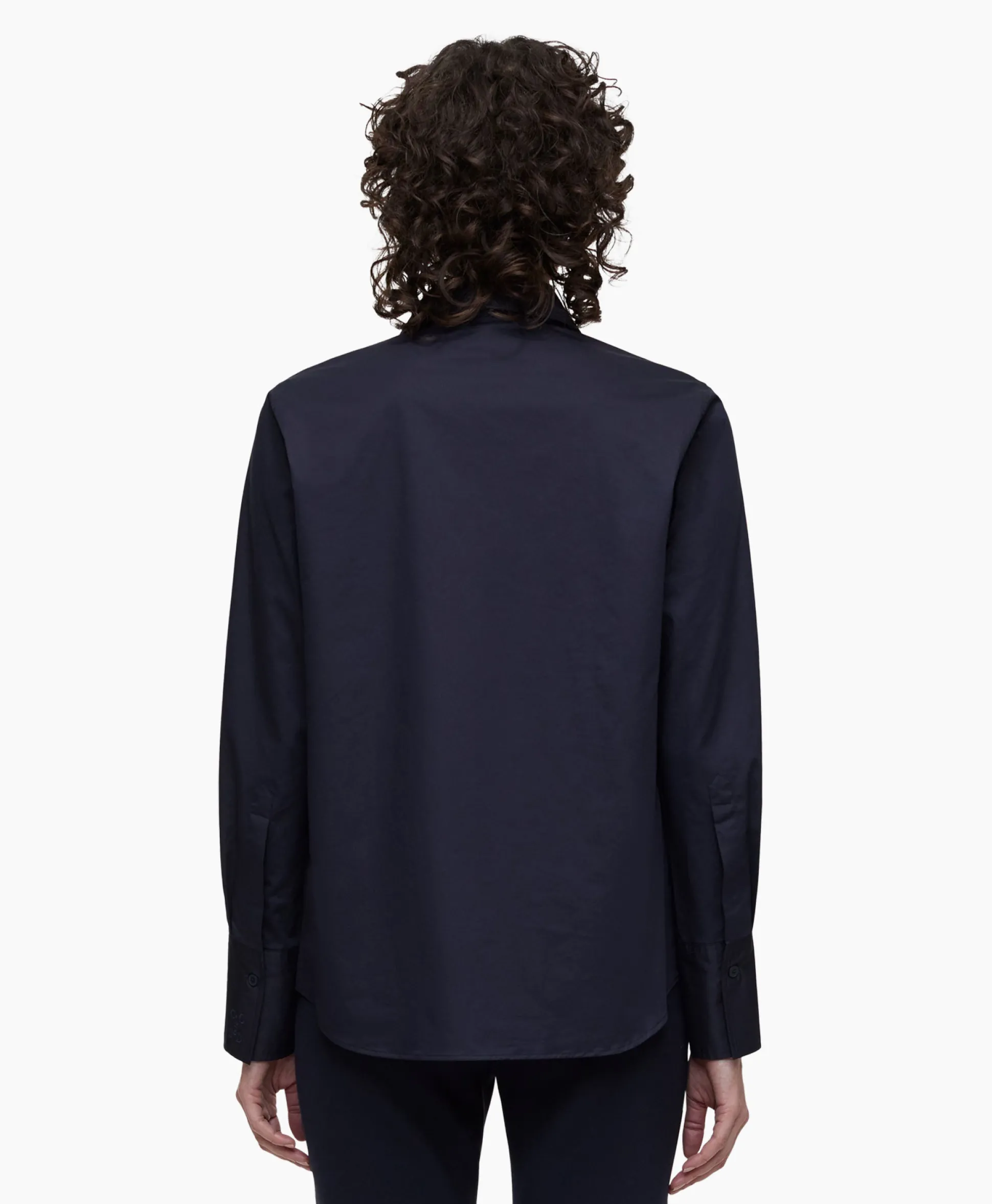 Closed Blouse Open Neck Tunic Donker Blauw