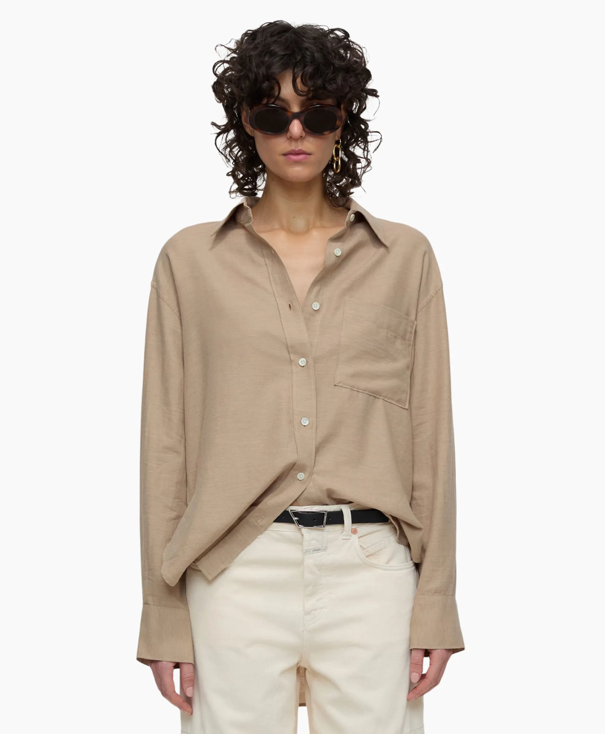 Closed Blouse Shirt With Pocket Grijs