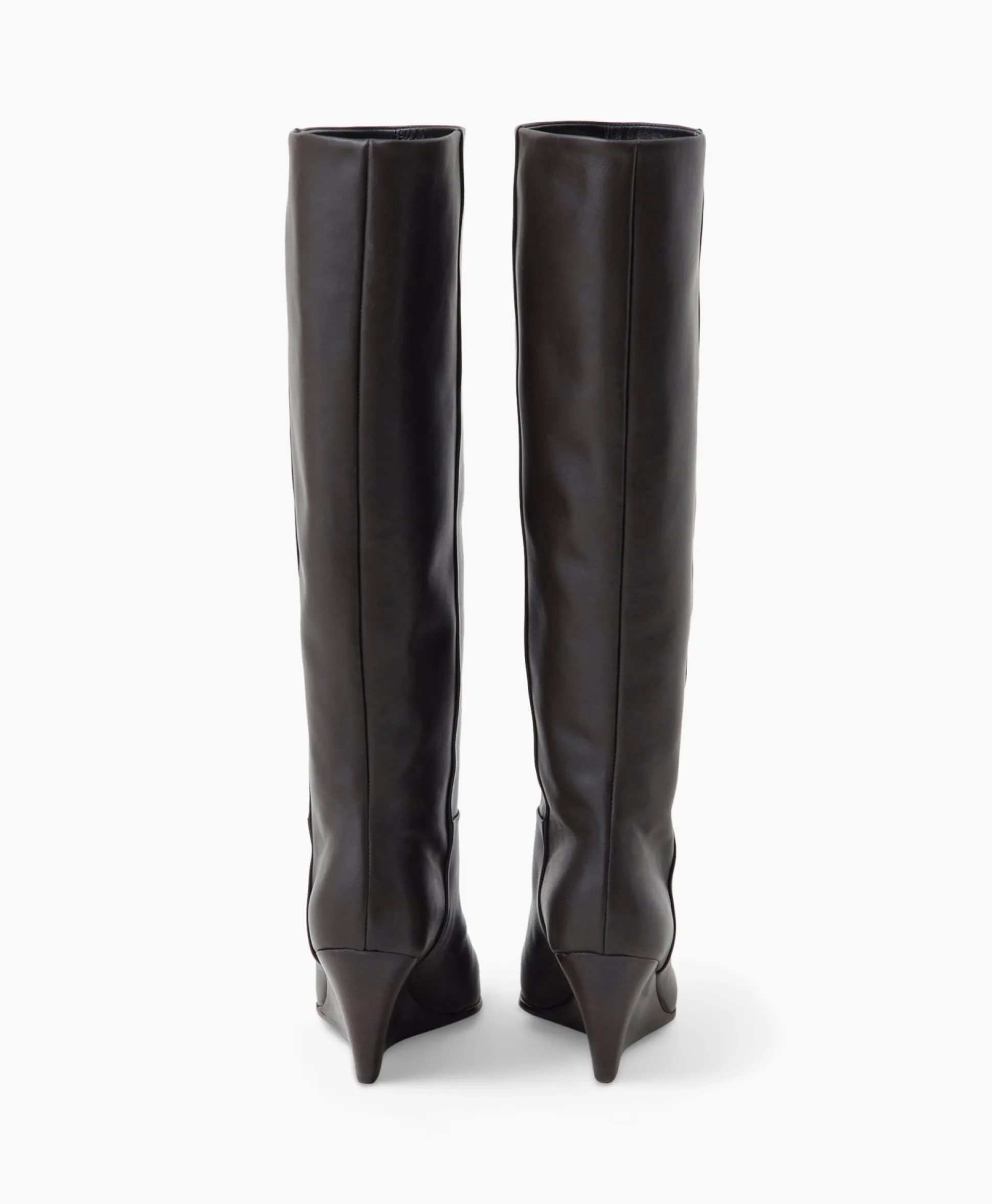 Closed Lange Laars Wedge Boot Donker Bruin