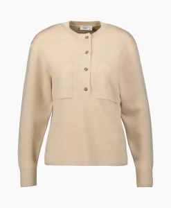 Closed Pullover Crew Neck Henley Beige