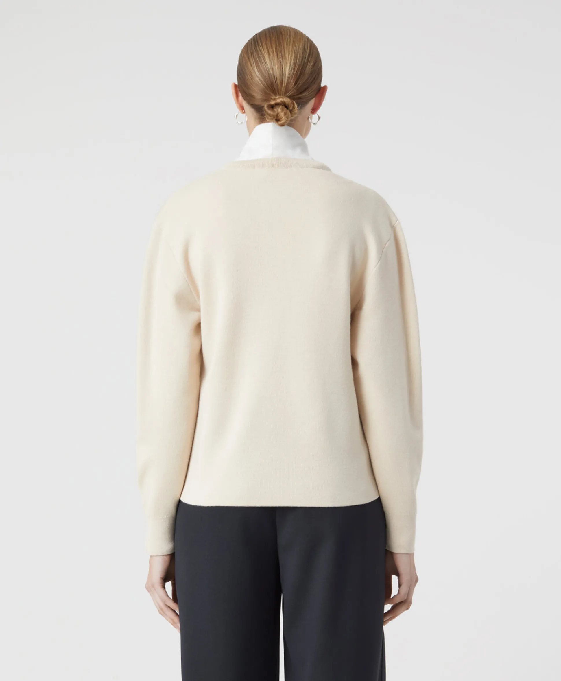 Closed Pullover Crew Neck Henley Beige