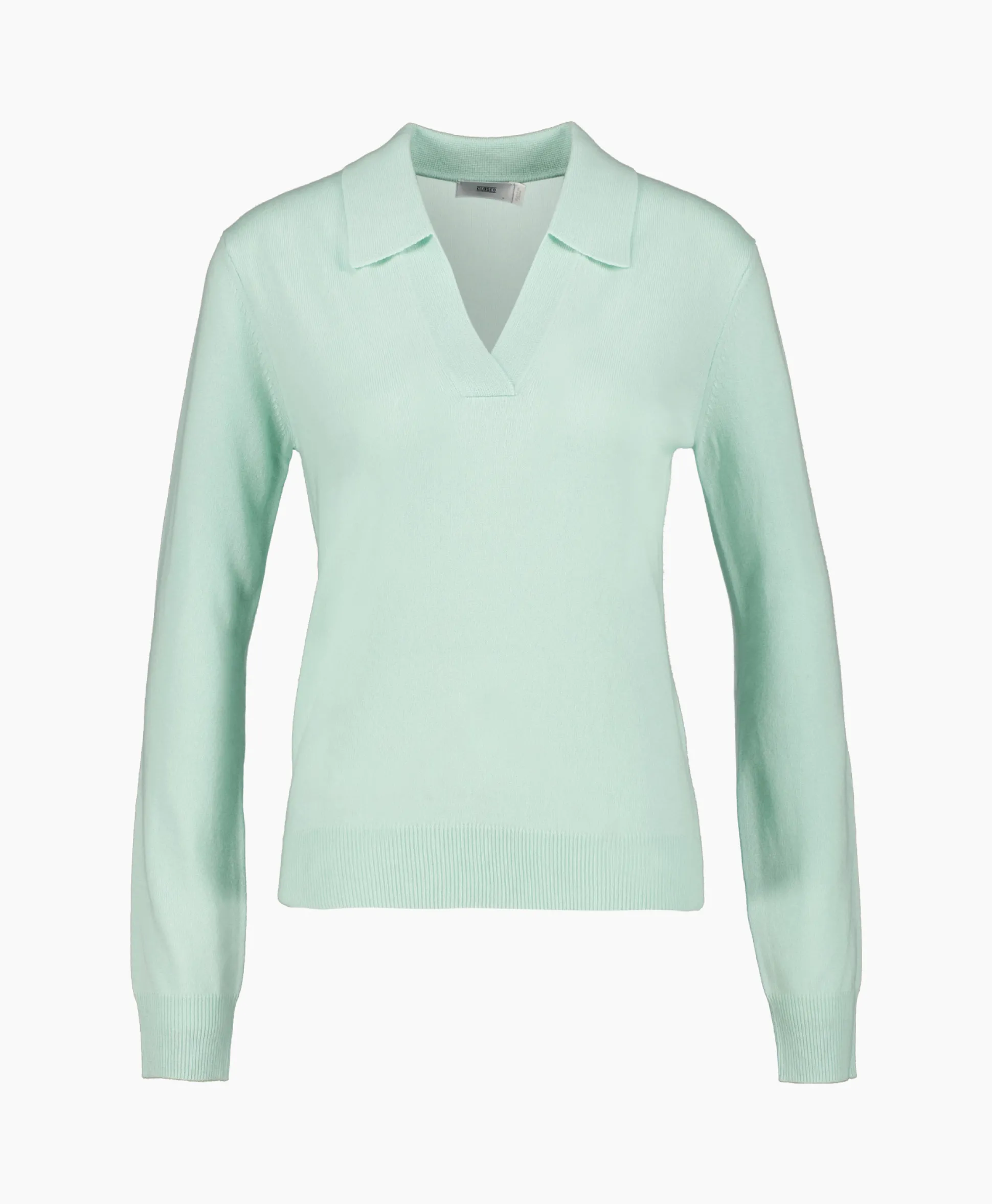 Closed Pullover Polo Longsleeve Groen