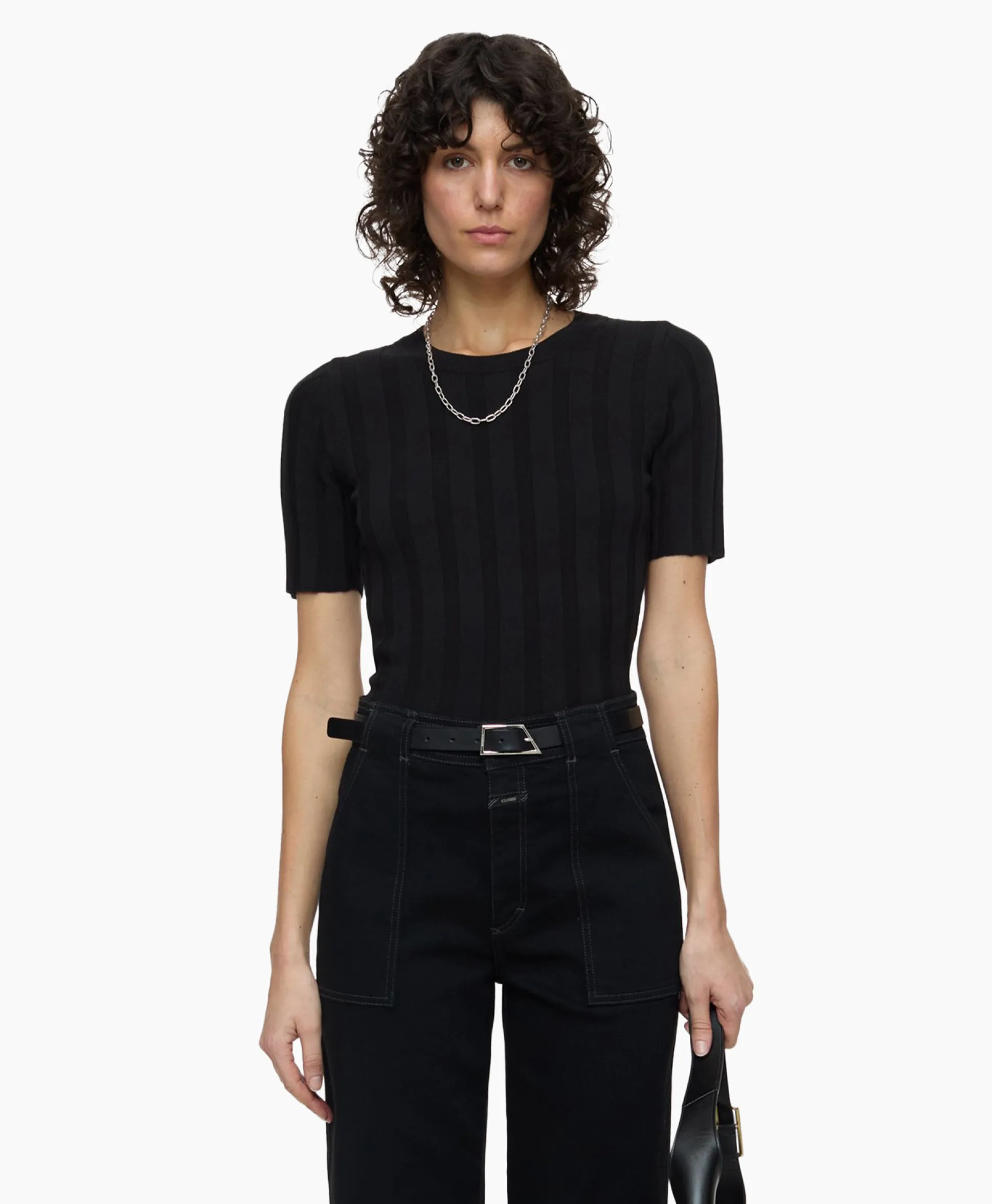 Closed Top Crew Neck Short Sleeve Zwart