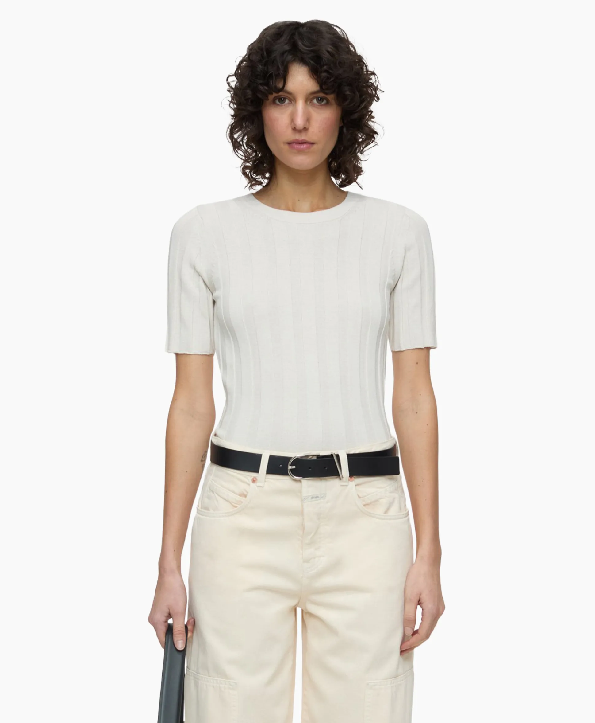 Closed Top Crew Neck Short Sleeve Ecru