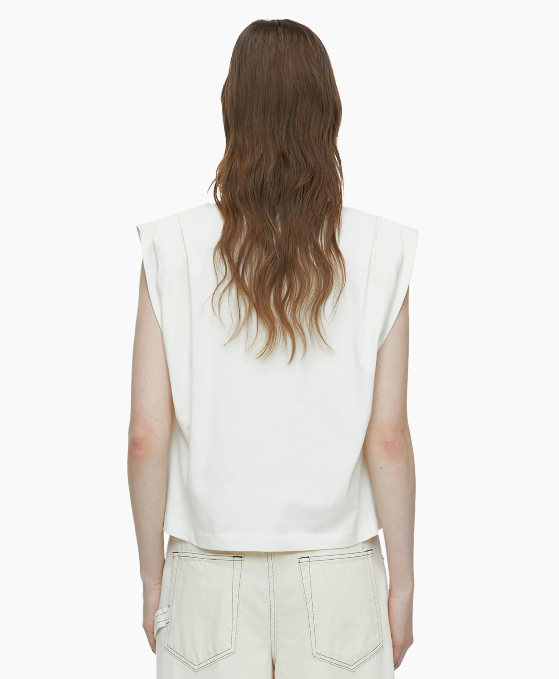 Closed Top Pleated Sleeveless Off White
