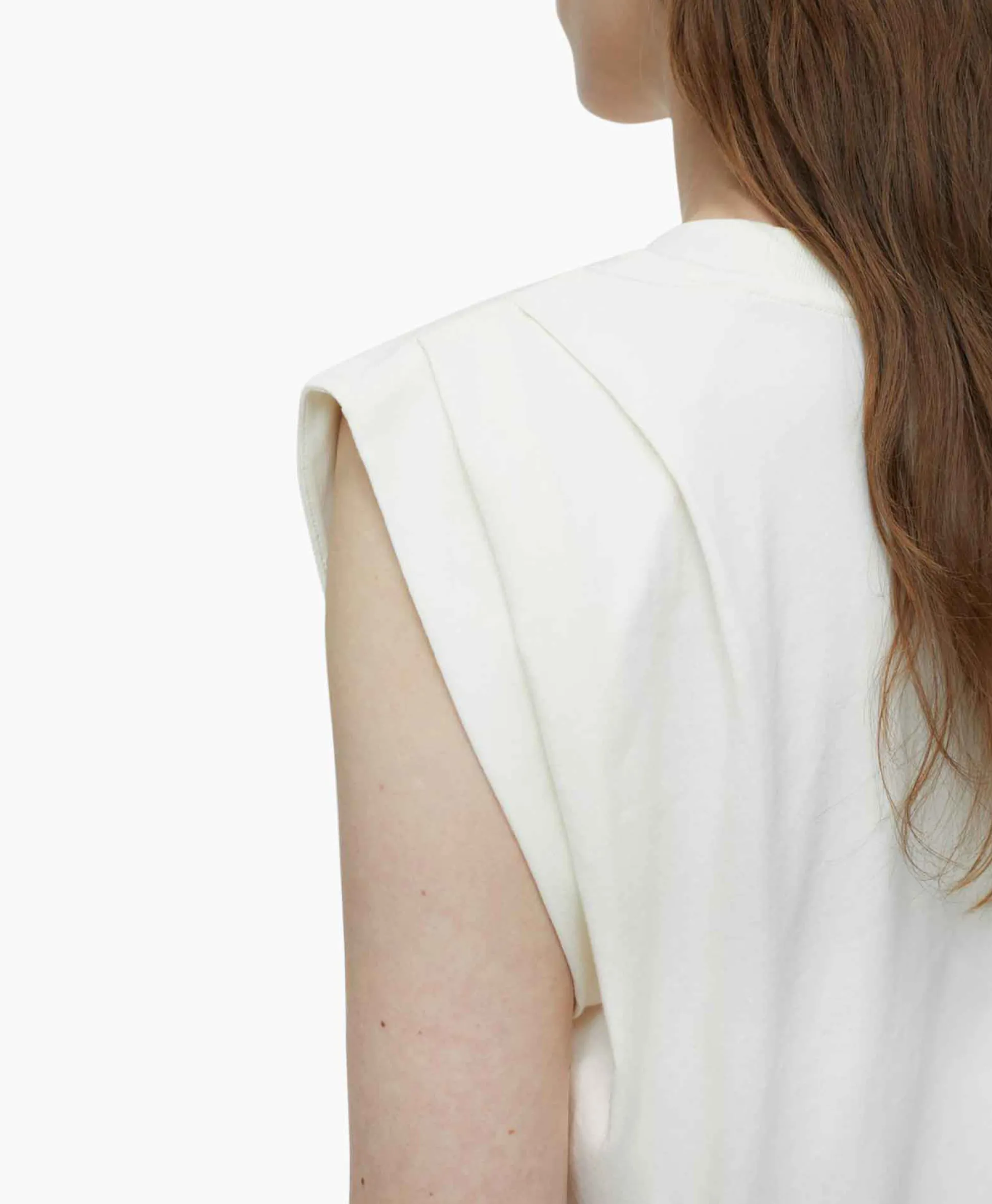 Closed Top Pleated Sleeveless Off White
