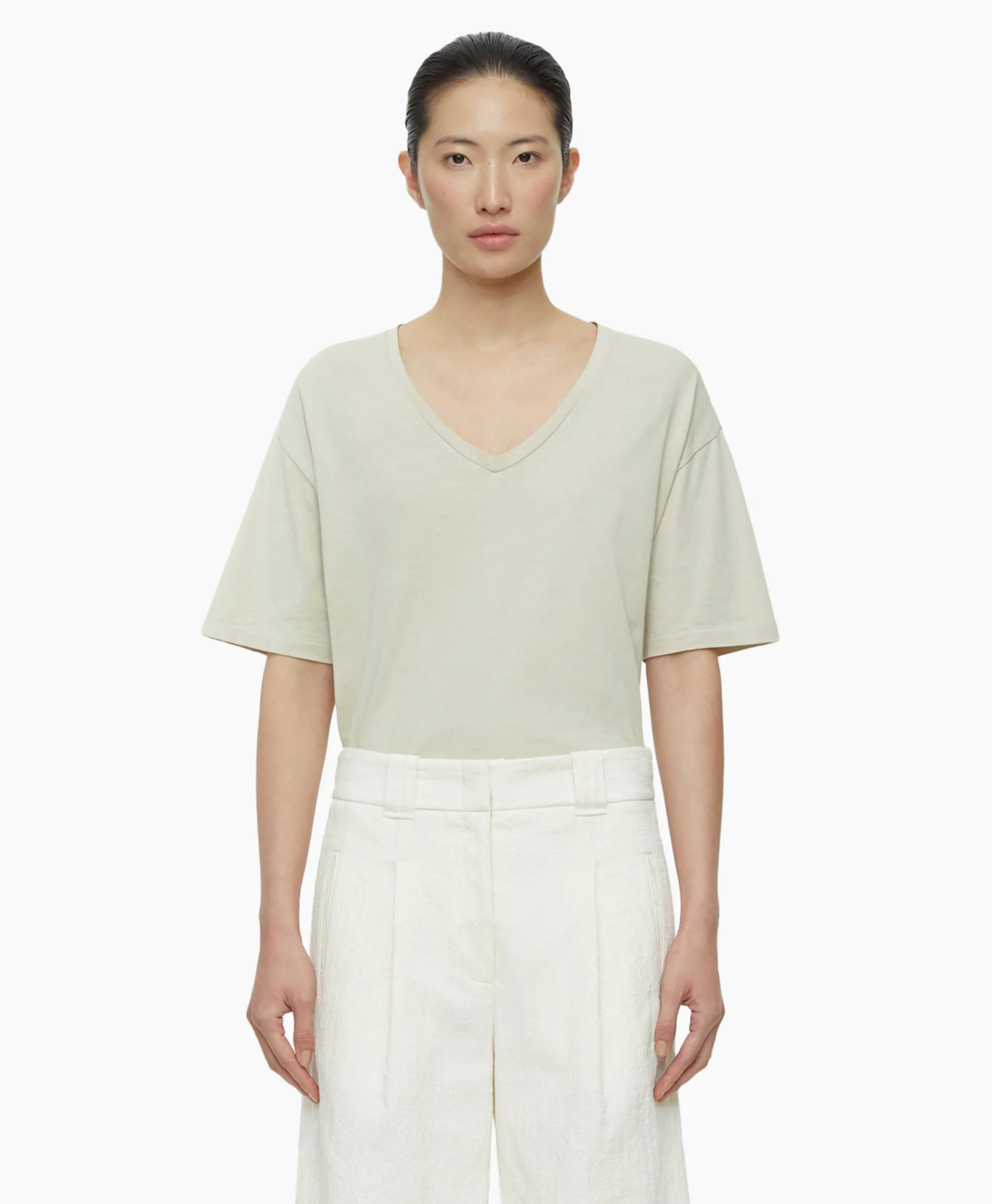 Closed T-Shirt Korte Mouw V-Neck Short Sleeve Ivoor / Naturel