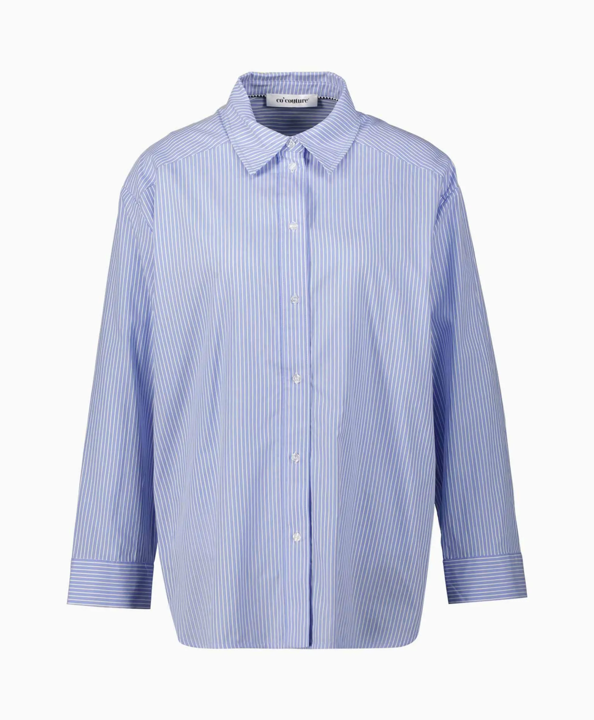 Co'Couture Blouse Double Cuff Stripe Licht Blauw
