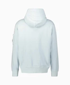 Cp Company Hoodie Cotton Diagonal Fleece Lens Licht Blauw