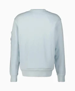 Cp Company Sweater Cotton Diagonal Fleece Lens Licht Blauw