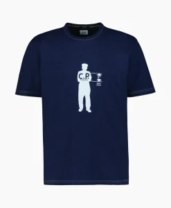 Cp Company T-Shirt Indigo Jersey Blauw