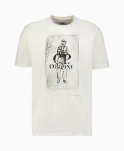 Cp Company T-Shirt Korte Mouw Jersey Artisinal Card Wit