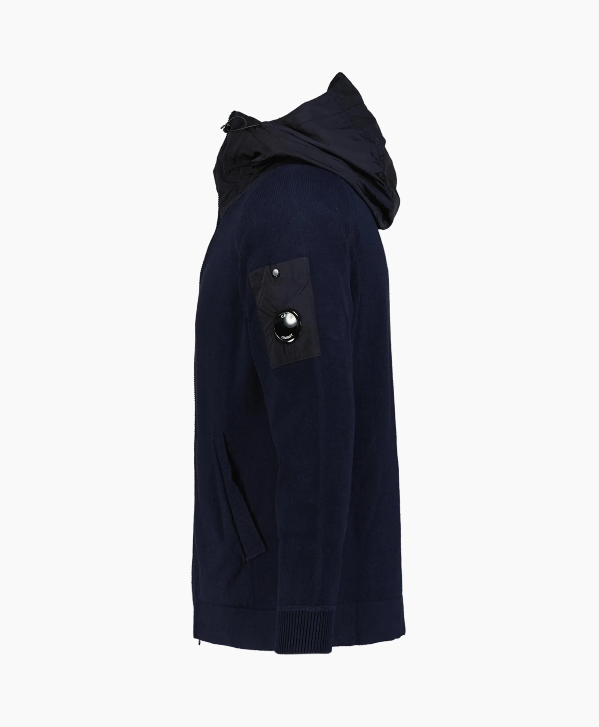 Cp Company Vest Cotton Mixed Hooded Knit Donker Blauw