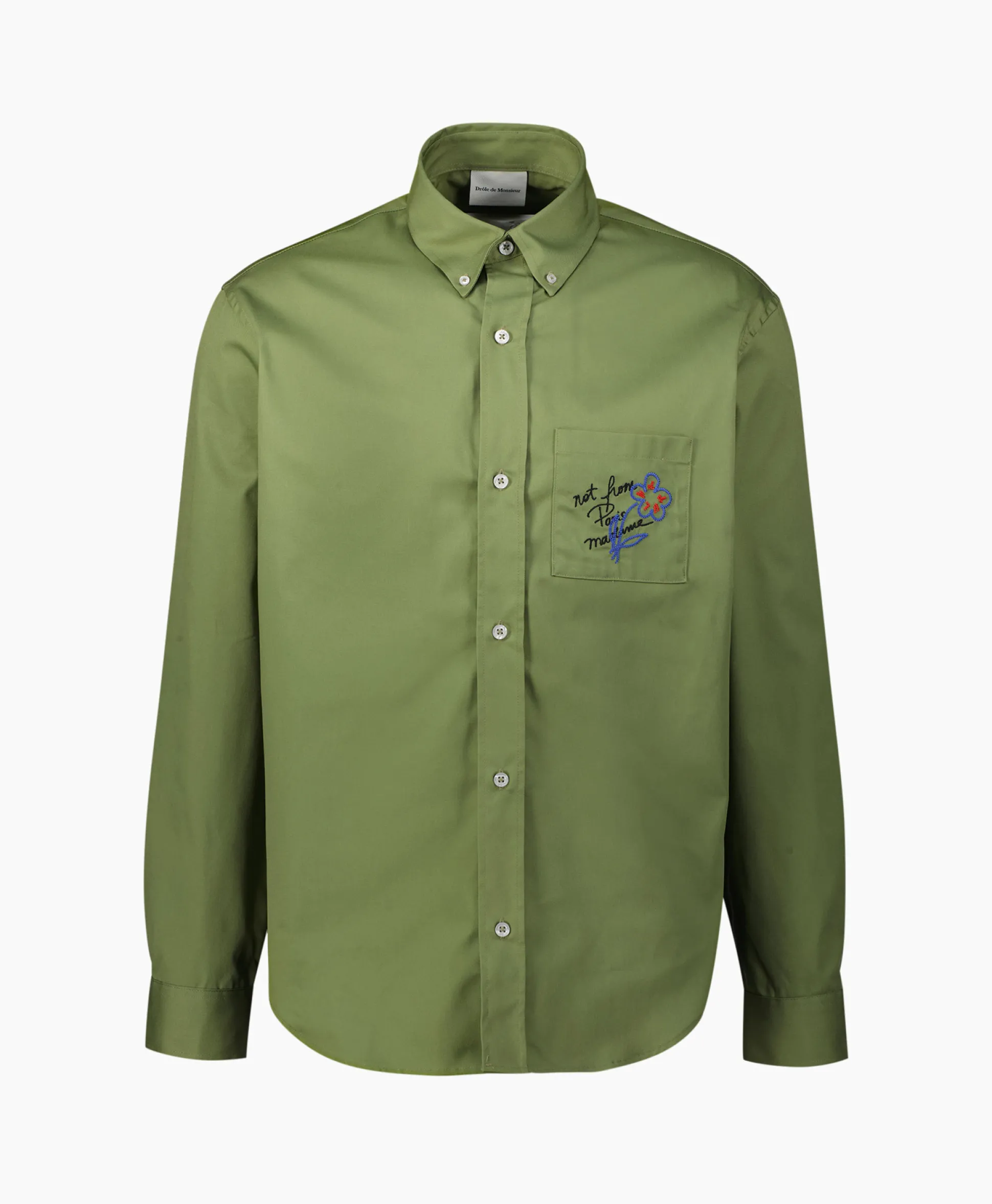 Drole De Monsieur Overhemd La Chemise Slogan Esquisse Khaki