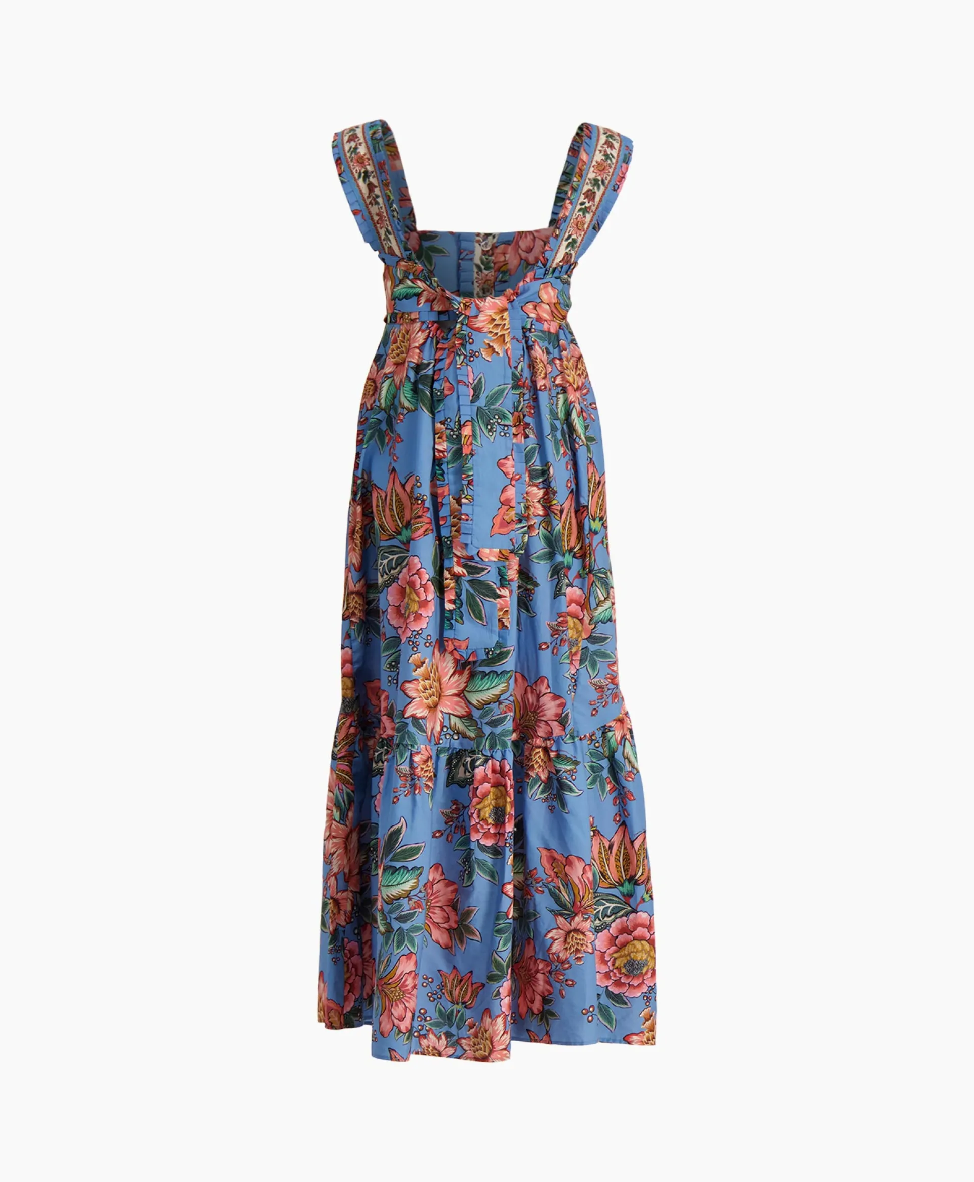 Farm Rio Maxi Jurk Wonderful Bouquet Blue Sleeveless Blauw