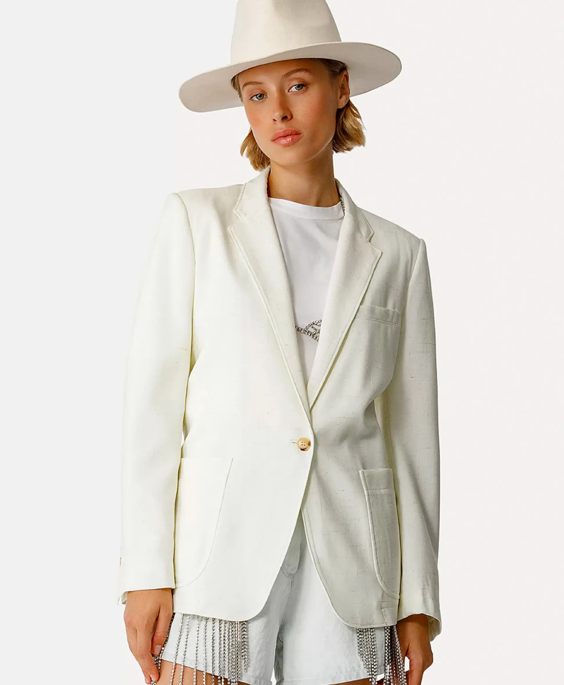 Forte_Forte Blazer Tweed Viscose Silk Jacket Off White