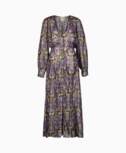 Forte_Forte Maxi Jurk Print Fil Coup Long Dress Norther Light Blauw