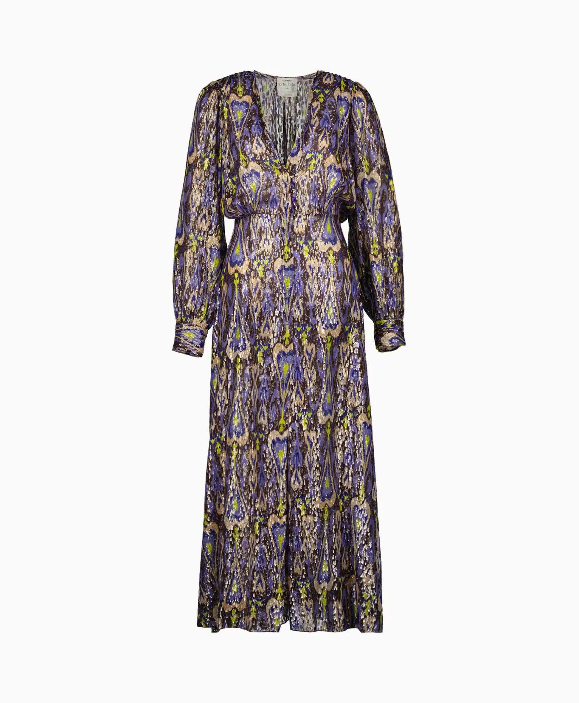 Forte_Forte Maxi Jurk Print Fil Coup Long Dress Norther Light Blauw