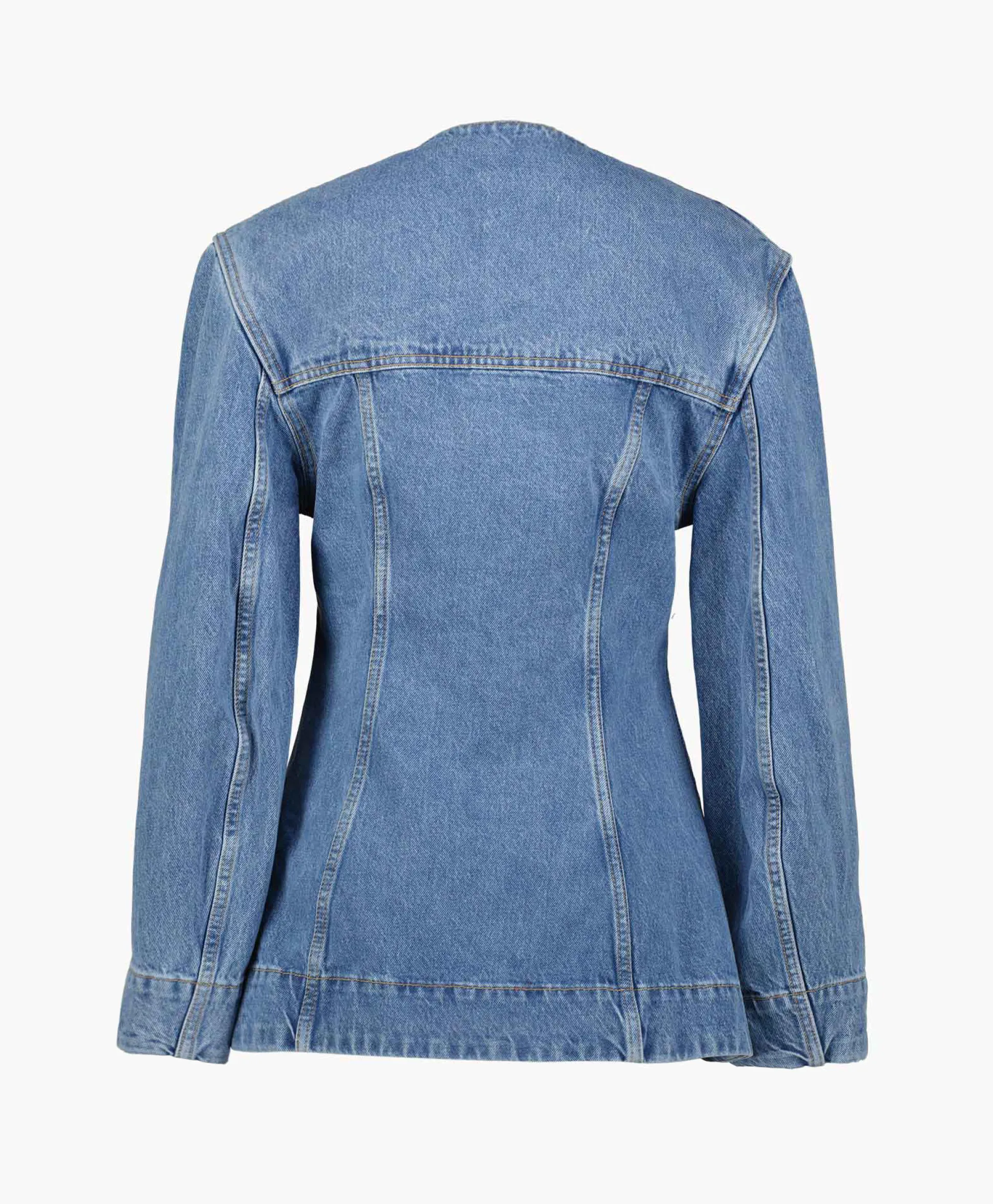 Ganni Jack Cutline Denim Fitted Midden Blauw