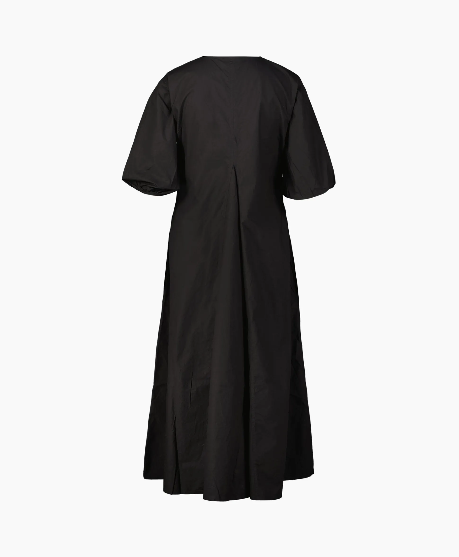 Ganni Maxi Jurk Cotton Poplin V-Neck Long Zwart