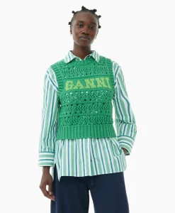 Ganni Spencer Cotton Rope Short Groen