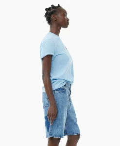 Ganni T-Shirt Korte Mouw Thin Jersey Loveclub Relaxed Licht Blauw