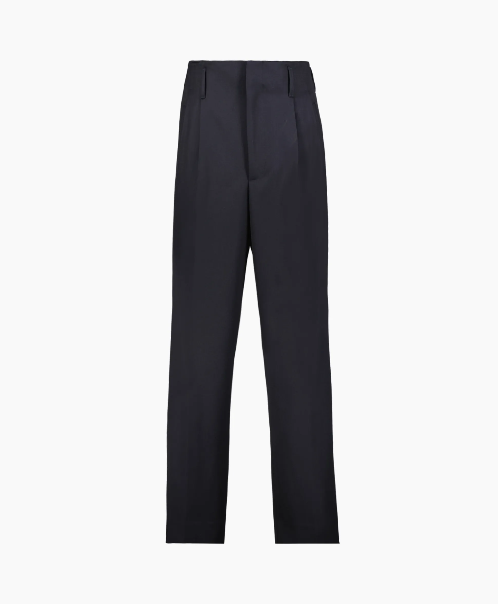 Golden Goose Broek Golden M Wide Legs Compact Gabardine Wool Donker Blauw