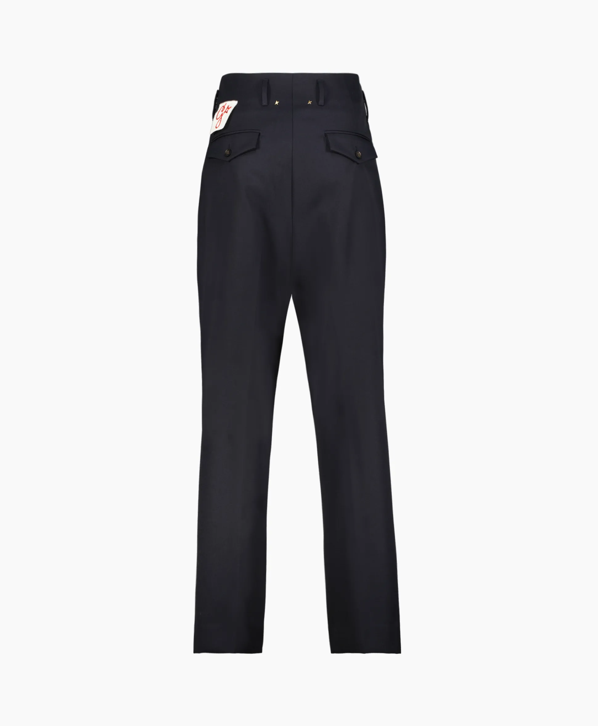 Golden Goose Broek Golden M Wide Legs Compact Gabardine Wool Donker Blauw
